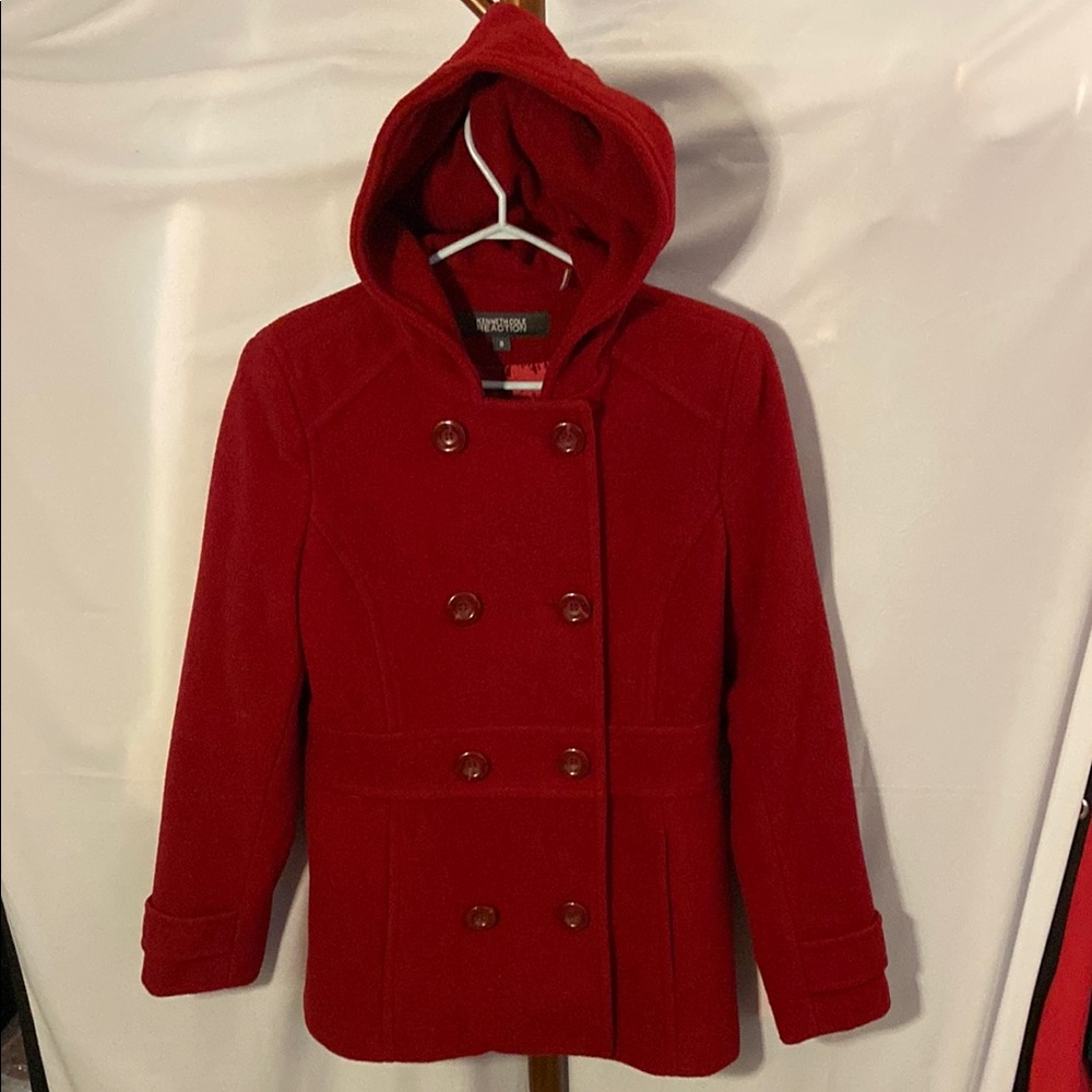 Kenneth Reaction wine Hooded Buttons Coat
